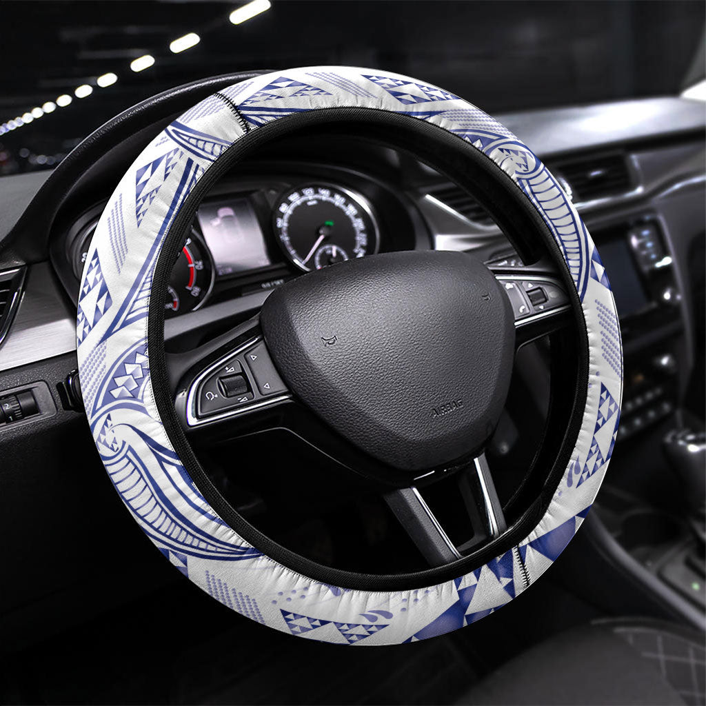 Maori Rugby Ngaru Mangopare Steering Wheel Cover Kikorangi Niho Taniwha Motif LT9 Universal Fit Blue - Polynesian Pride