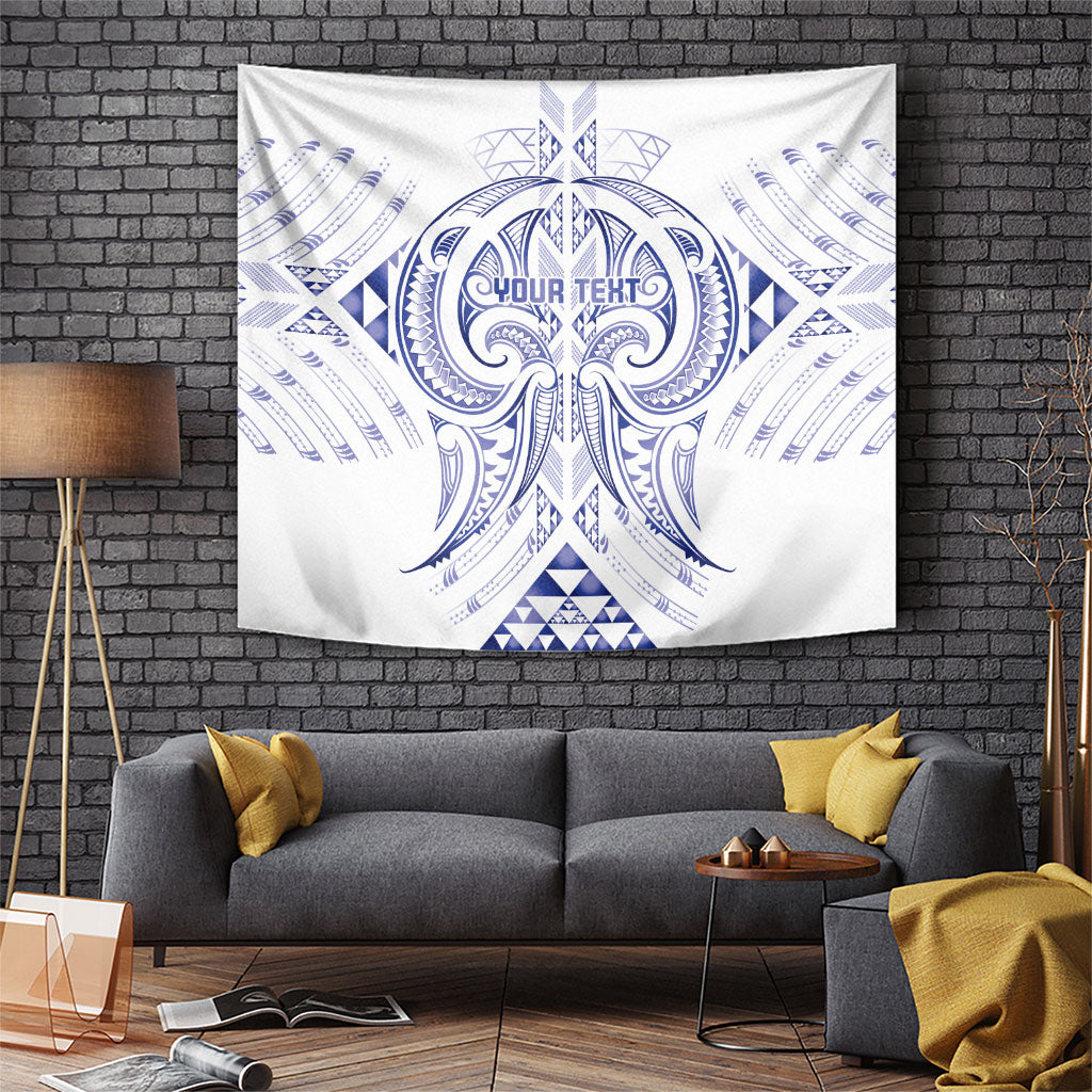 Maori Rugby Custom Ngaru Mangopare Tapestry Kikorangi Niho Taniwha Motif LT9 Blue - Polynesian Pride
