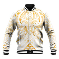 Maori Rugby Custom Ngaru Mangopare Baseball Jacket Koura Niho Taniwha Motif LT9 Unisex Gold - Polynesian Pride