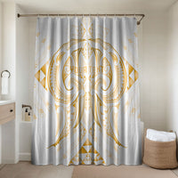 Maori Rugby Custom Ngaru Mangopare Bathroom Set Koura Niho Taniwha Motif LT9 Shower Curtain Only Gold - Polynesian Pride