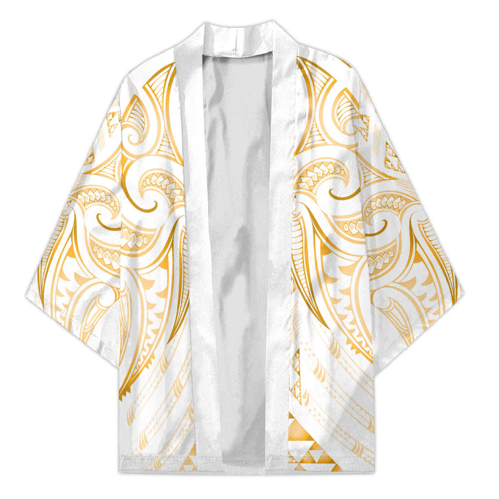 Maori Rugby Custom Ngaru Mangopare Kimono Koura Niho Taniwha Motif LT9 Unisex Gold - Polynesian Pride