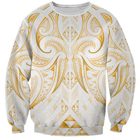 Maori Rugby Custom Ngaru Mangopare Sweatshirt Koura Niho Taniwha Motif LT9 Unisex Gold - Polynesian Pride