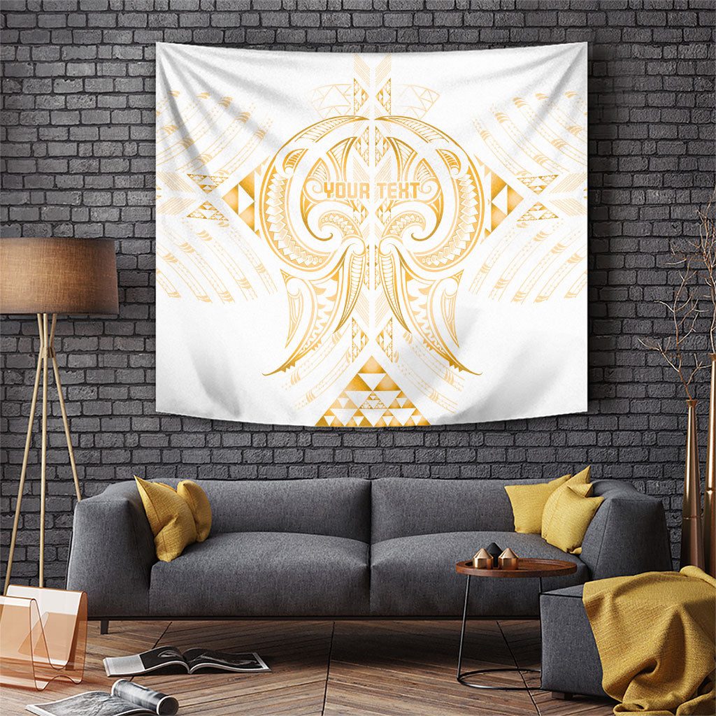 Maori Rugby Custom Ngaru Mangopare Tapestry Koura Niho Taniwha Motif LT9 Gold - Polynesian Pride