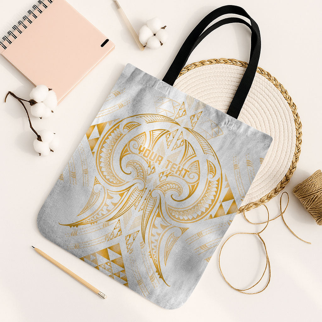 Maori Rugby Custom Ngaru Mangopare Tote Bag Koura Niho Taniwha Motif LT9 Black Strap One Size Gold - Polynesian Pride