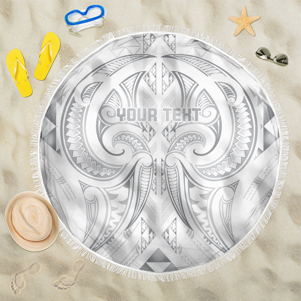 Maori Rugby Custom Ngaru Mangopare Beach Blanket Kiwikiwi Niho Taniwha Motif LT9 One Size 150cm Grey - Polynesian Pride