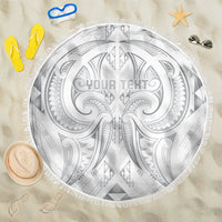 Maori Rugby Custom Ngaru Mangopare Beach Blanket Kiwikiwi Niho Taniwha Motif LT9 One Size 150cm Grey - Polynesian Pride