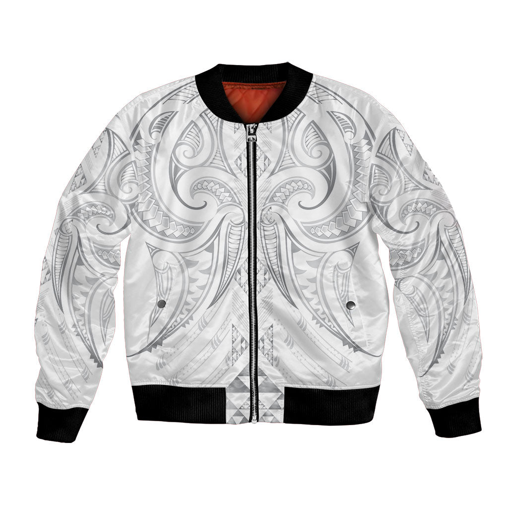 Maori Rugby Custom Ngaru Mangopare Bomber Jacket Kiwikiwi Niho Taniwha Motif LT9 Unisex Grey - Polynesian Pride