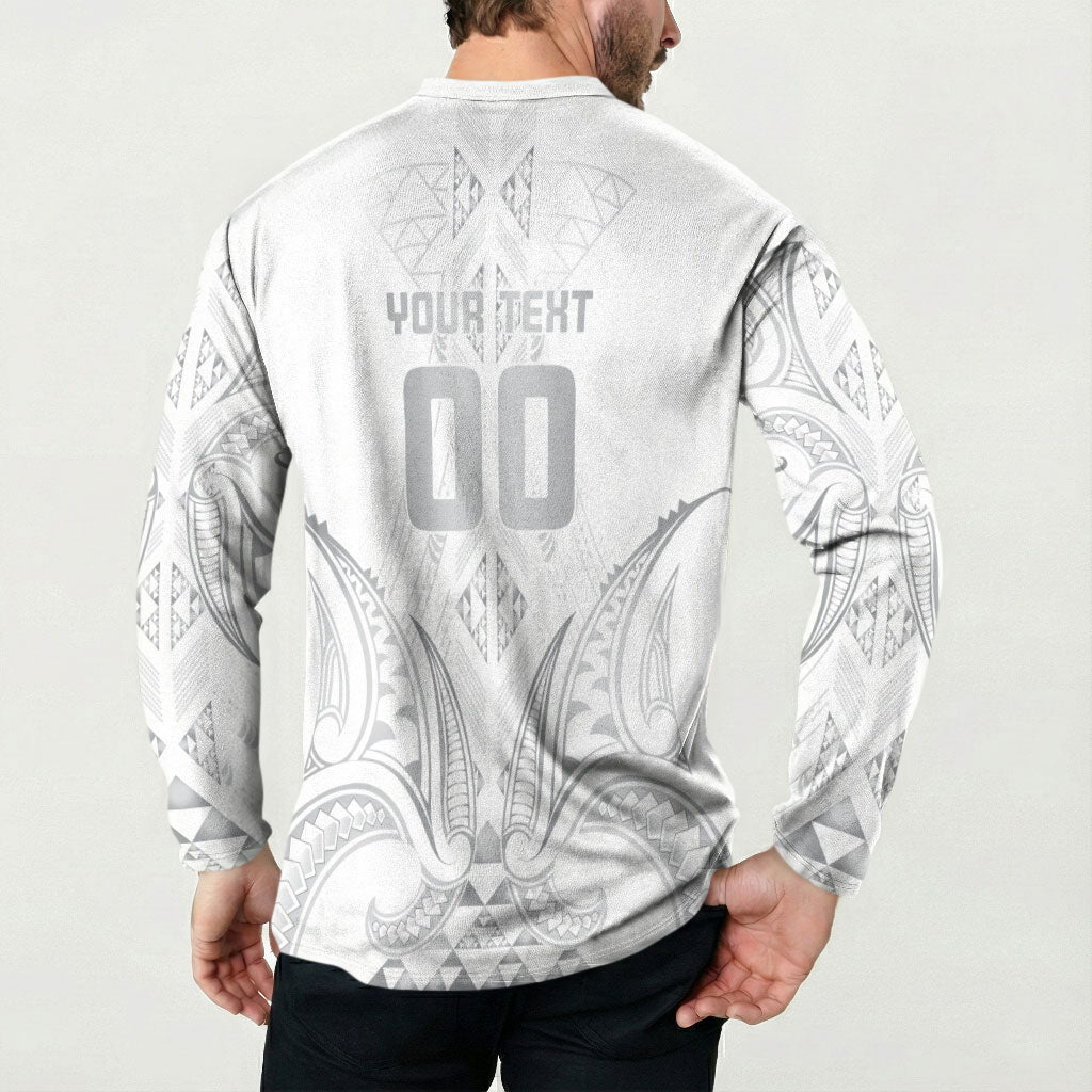 Maori Rugby Custom Ngaru Mangopare Button Sweatshirt Kiwikiwi Niho Taniwha Motif LT9 - Polynesian Pride