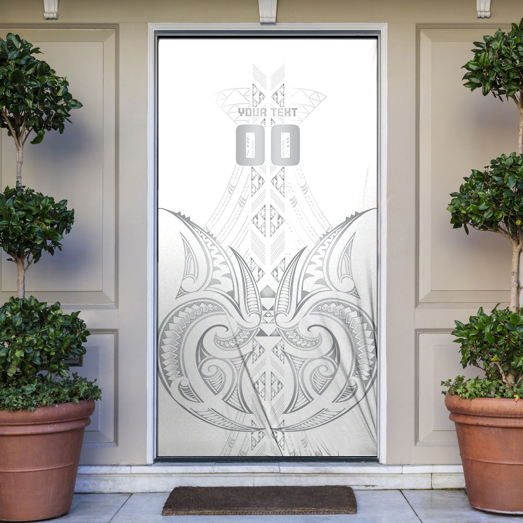 Maori Rugby Custom Ngaru Mangopare Door Cover Kiwikiwi Niho Taniwha Motif LT9 Grey - Polynesian Pride