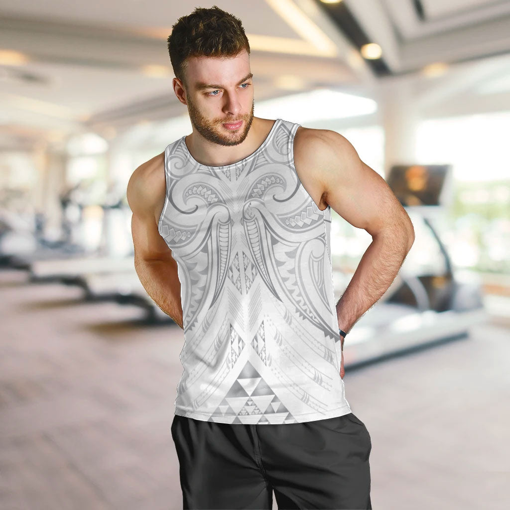 Maori Rugby Custom Ngaru Mangopare Men Tank Top Kiwikiwi Niho Taniwha Motif LT9 Grey - Polynesian Pride