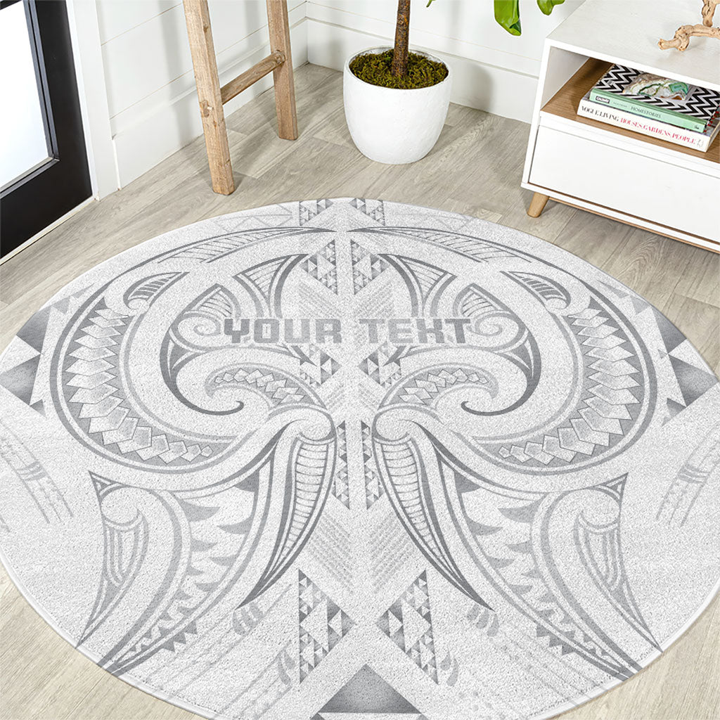 Maori Rugby Custom Ngaru Mangopare Round Carpet Kiwikiwi Niho Taniwha Motif LT9 Grey - Polynesian Pride