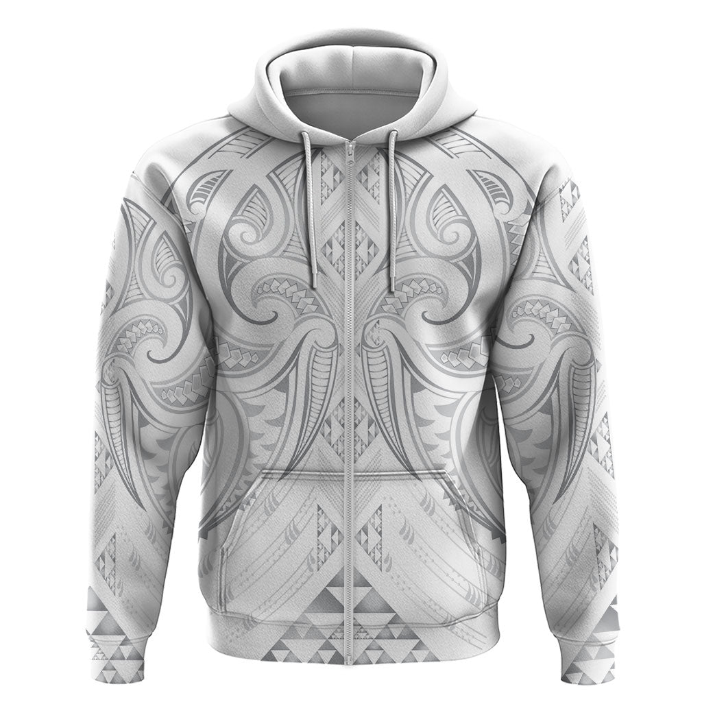 Maori Rugby Custom Ngaru Mangopare Zip Hoodie Kiwikiwi Niho Taniwha Motif LT9 Zip Hoodie Grey - Polynesian Pride