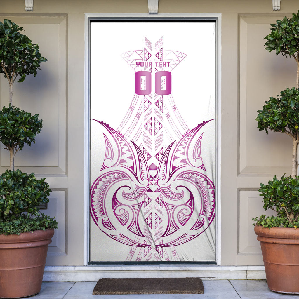 Maori Rugby Custom Ngaru Mangopare Door Cover Mawhero Niho Taniwha Motif LT9 Pink - Polynesian Pride