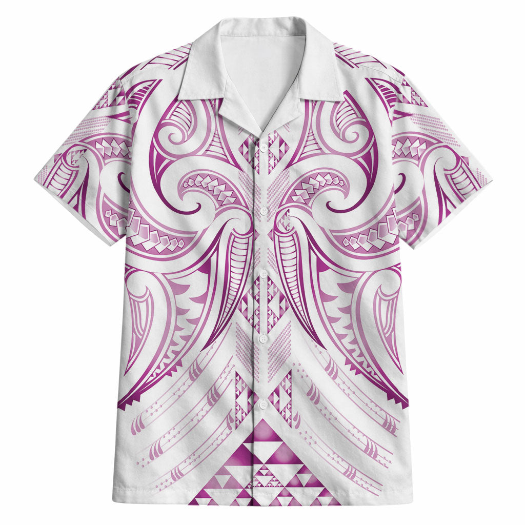 Maori Rugby Custom Ngaru Mangopare Hawaiian Shirt Mawhero Niho Taniwha Motif LT9 Pink - Polynesian Pride