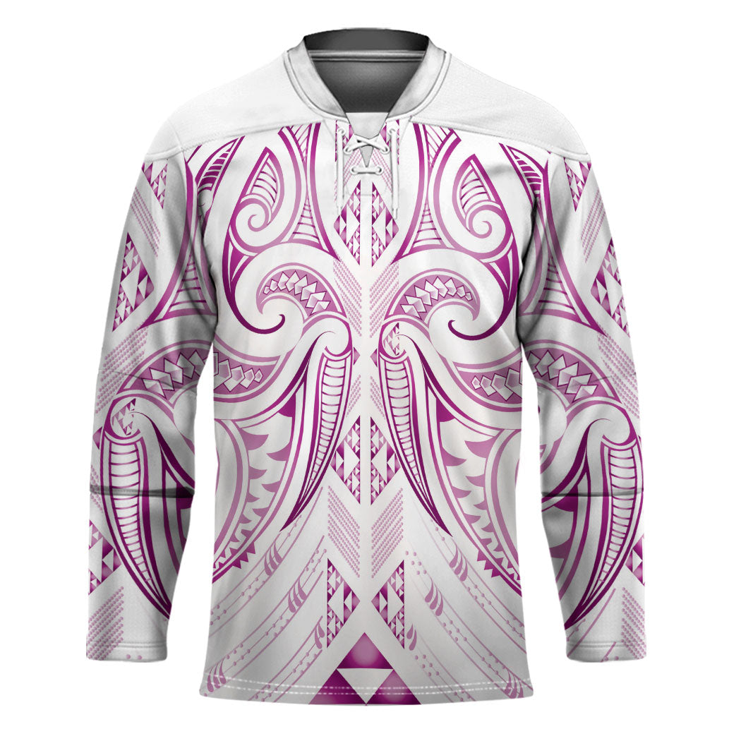 Maori Rugby Custom Ngaru Mangopare Hockey Jersey Mawhero Niho Taniwha Motif LT9 Unisex Pink - Polynesian Pride