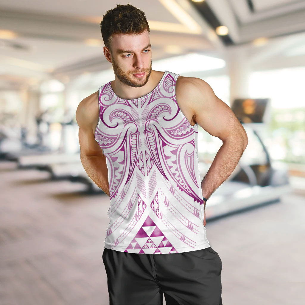 Maori Rugby Custom Ngaru Mangopare Men Tank Top Mawhero Niho Taniwha Motif LT9 Pink - Polynesian Pride