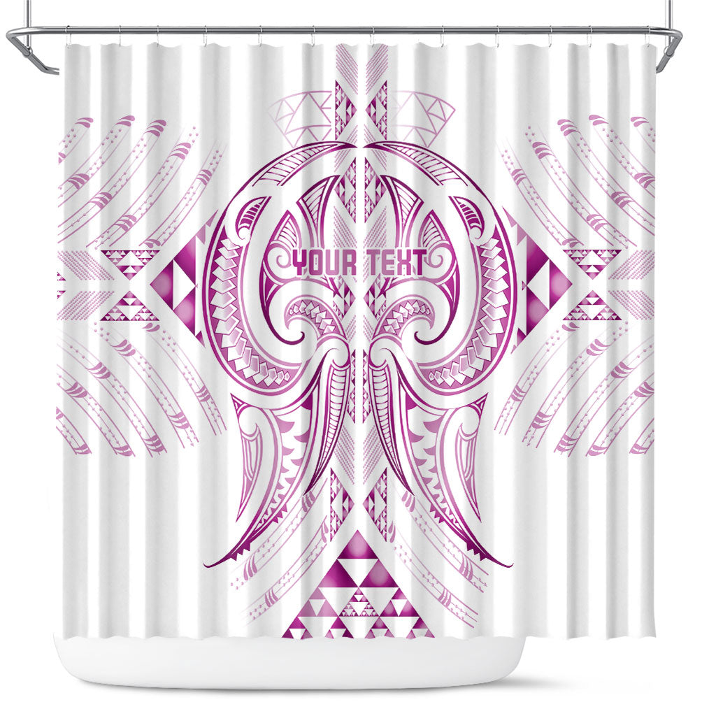 Maori Rugby Custom Ngaru Mangopare Shower Curtain Mawhero Niho Taniwha Motif LT9 Pink - Polynesian Pride