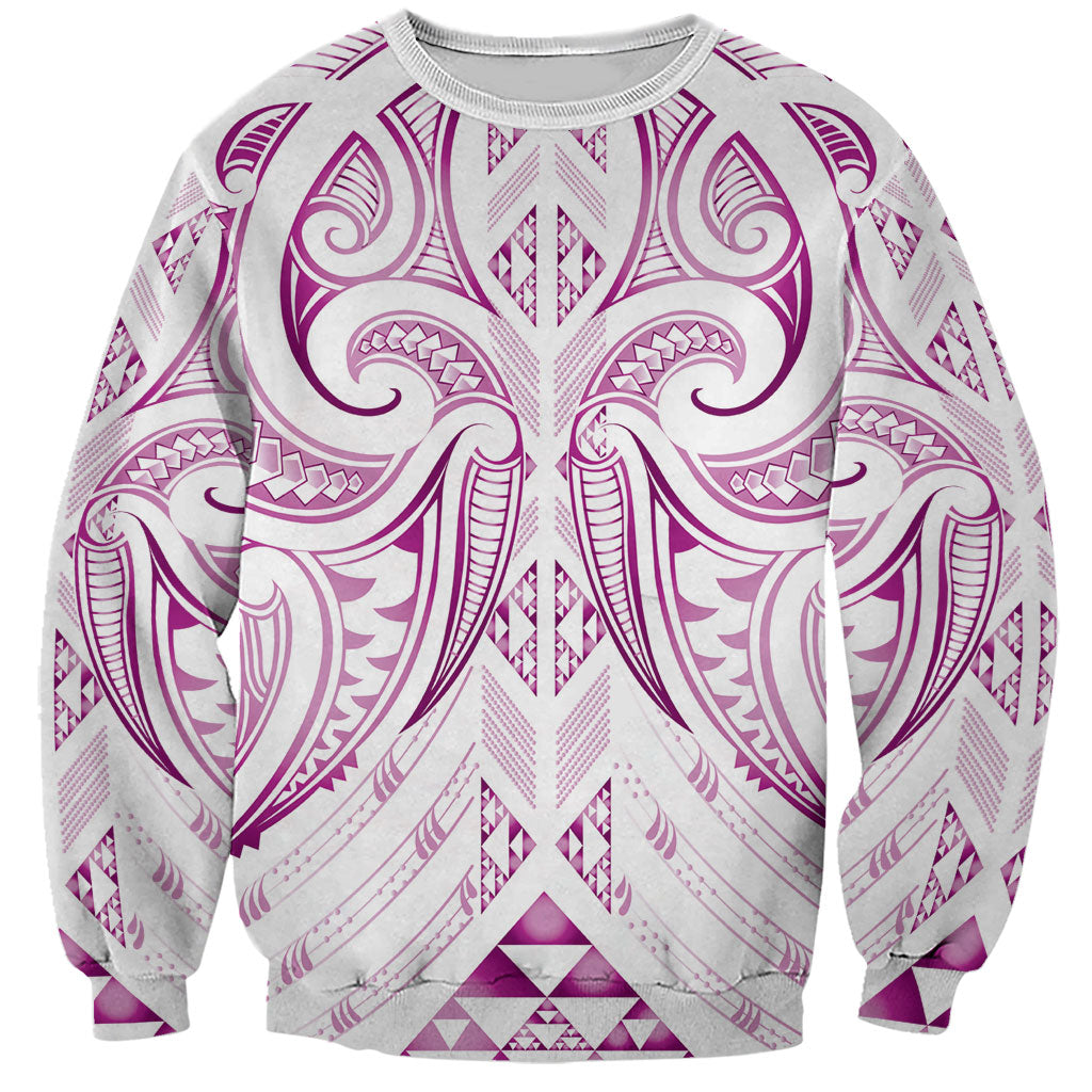 Maori Rugby Custom Ngaru Mangopare Sweatshirt Mawhero Niho Taniwha Motif LT9 Unisex Pink - Polynesian Pride