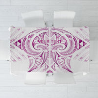 Maori Rugby Custom Ngaru Mangopare Tablecloth Mawhero Niho Taniwha Motif LT9 Pink - Polynesian Pride