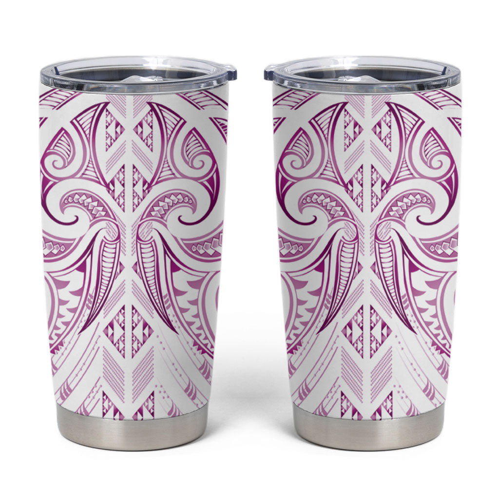 Maori Rugby Custom Ngaru Mangopare Tumbler Cup Mawhero Niho Taniwha Motif LT9 Pink - Polynesian Pride