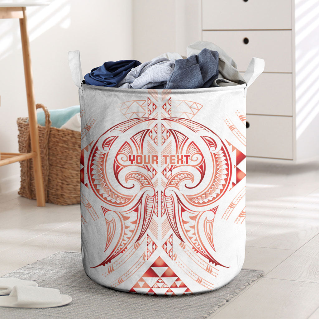 Maori Rugby Custom Ngaru Mangopare Laundry Basket Whero Niho Taniwha Motif LT9 Red - Polynesian Pride