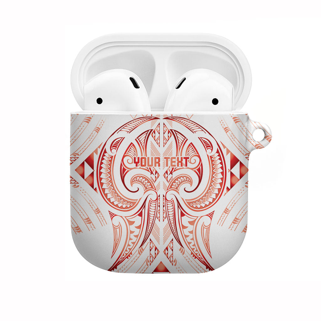 Maori Rugby Custom Ngaru Mangopare AirPods Case Whero Niho Taniwha Motif LT9 Red - Polynesian Pride