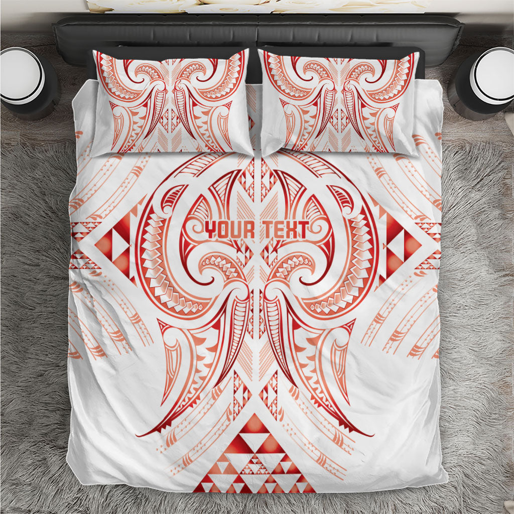 Maori Rugby Custom Ngaru Mangopare Bedding Set Whero Niho Taniwha Motif LT9 Red - Polynesian Pride