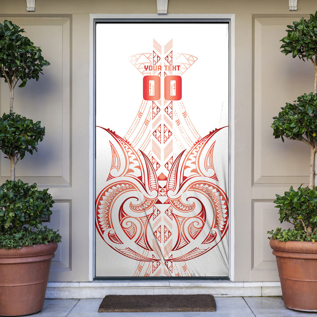 Maori Rugby Custom Ngaru Mangopare Door Cover Whero Niho Taniwha Motif LT9 Red - Polynesian Pride