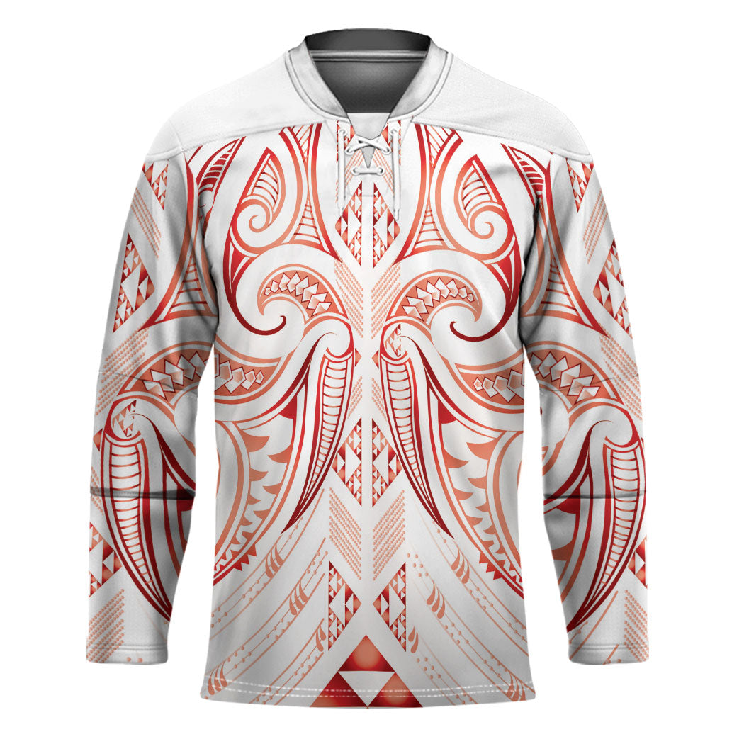 Maori Rugby Custom Ngaru Mangopare Hockey Jersey Whero Niho Taniwha Motif LT9 Unisex Red - Polynesian Pride
