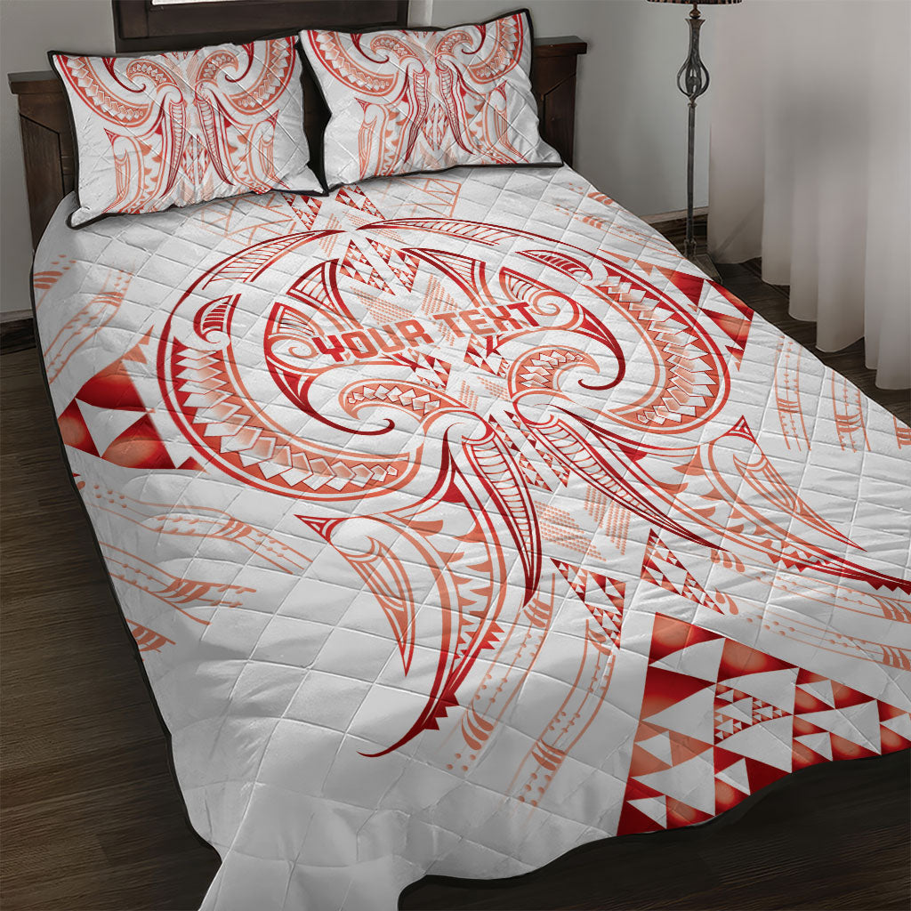 Maori Rugby Custom Ngaru Mangopare Quilt Bed Set Whero Niho Taniwha Motif LT9 Red - Polynesian Pride