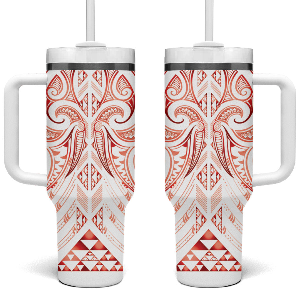 Maori Rugby Custom Ngaru Mangopare Tumbler With Handle Whero Niho Taniwha Motif LT9 One Size: 40 oz Red - Polynesian Pride