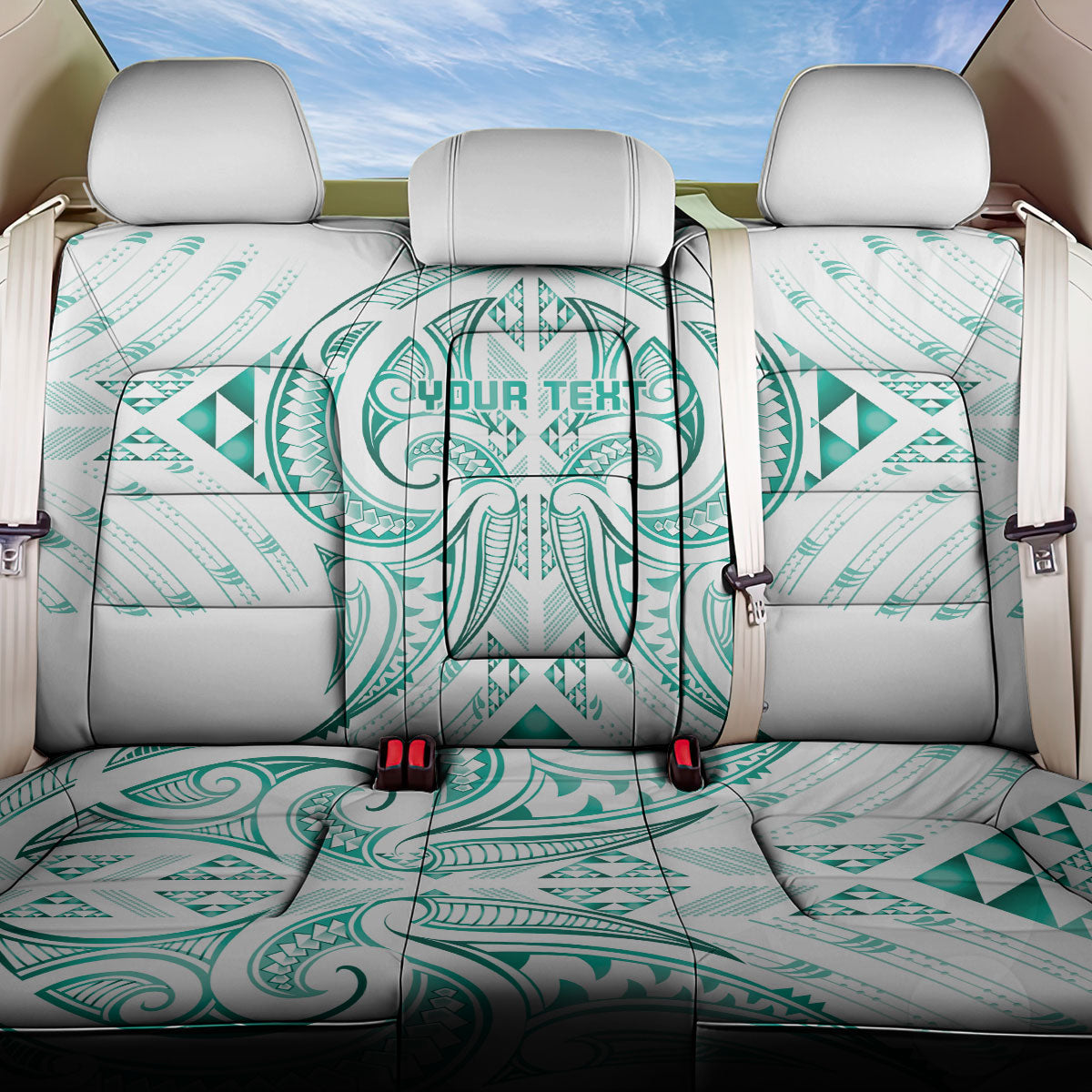 Maori Rugby Custom Ngaru Mangopare Back Car Seat Cover Karikiorangi Taniwha Motif LT9 One Size Turquoise - Polynesian Pride