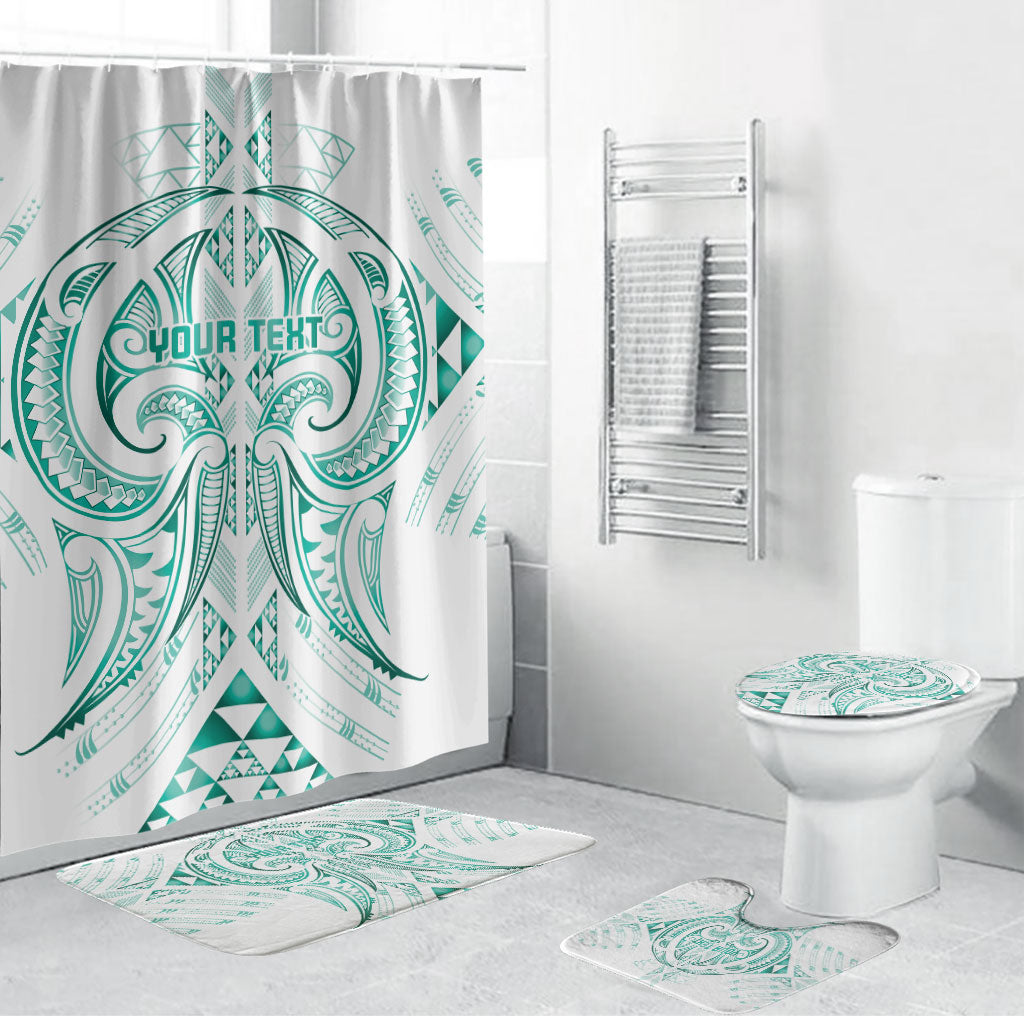 Maori Rugby Custom Ngaru Mangopare Bathroom Set Karikiorangi Taniwha Motif LT9 Bathroom Set (4 pcs) Turquoise - Polynesian Pride