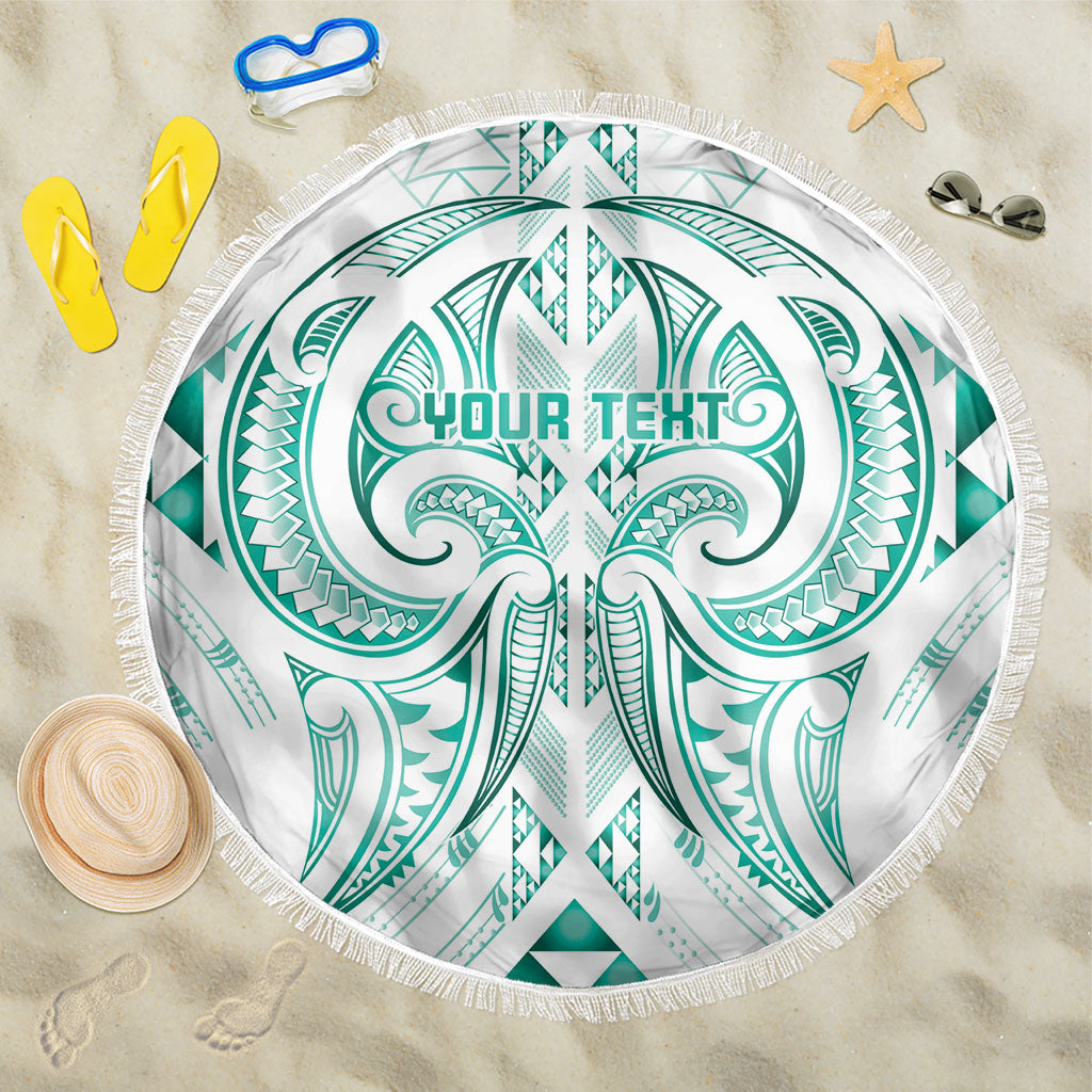 Maori Rugby Custom Ngaru Mangopare Beach Blanket Karikiorangi Taniwha Motif LT9 One Size 150cm Turquoise - Polynesian Pride
