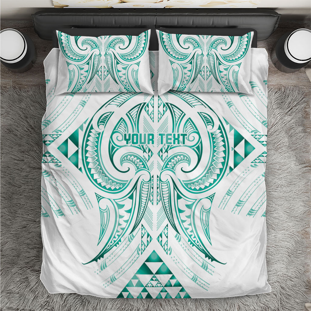 Maori Rugby Custom Ngaru Mangopare Bedding Set Karikiorangi Taniwha Motif LT9 Turquoise - Polynesian Pride