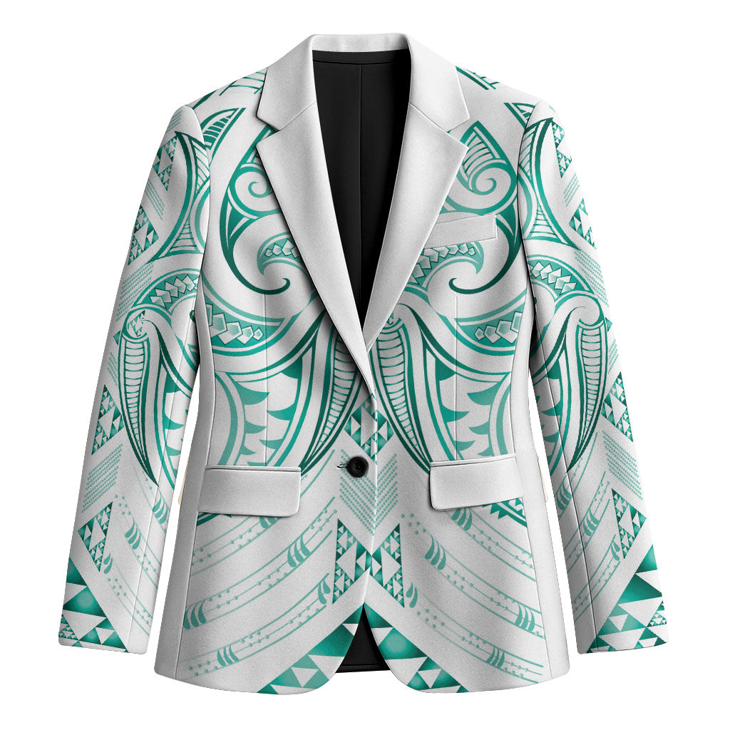 Maori Rugby Custom Ngaru Mangopare Blazer Karikiorangi Taniwha Motif LT9 Unisex Turquoise - Polynesian Pride