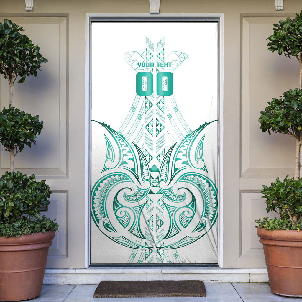 Maori Rugby Custom Ngaru Mangopare Door Cover Karikiorangi Taniwha Motif LT9 Turquoise - Polynesian Pride
