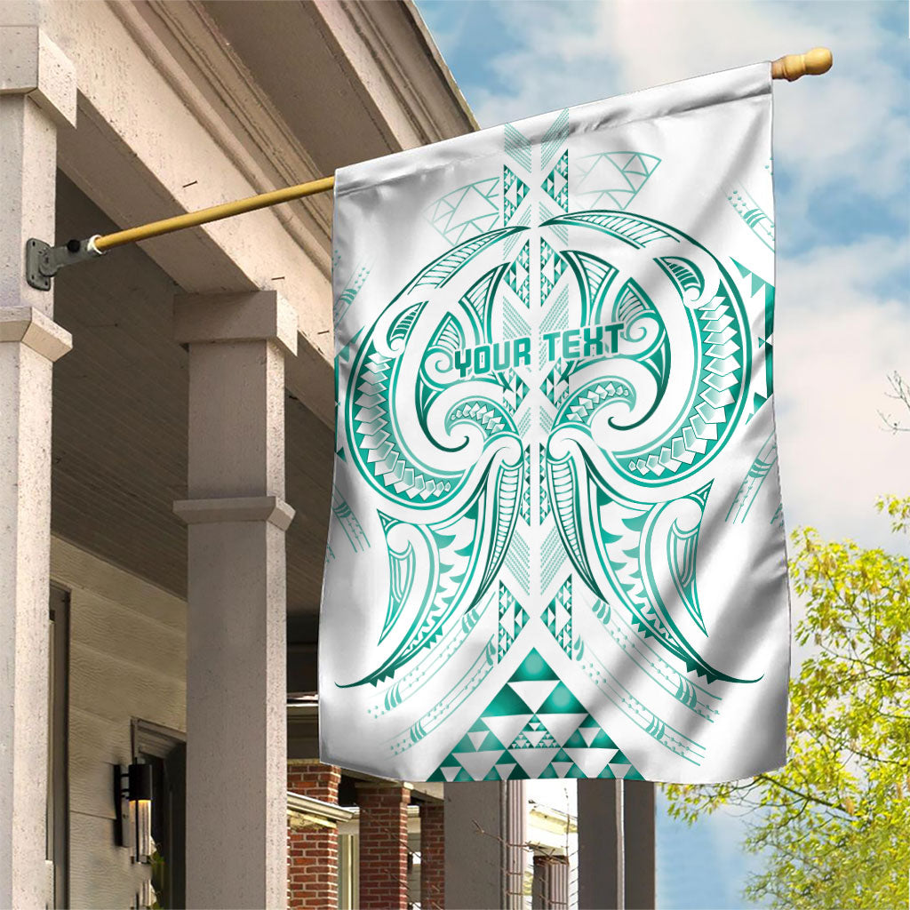 Maori Rugby Custom Ngaru Mangopare Garden Flag Karikiorangi Taniwha Motif LT9 House Flag Turquoise - Polynesian Pride