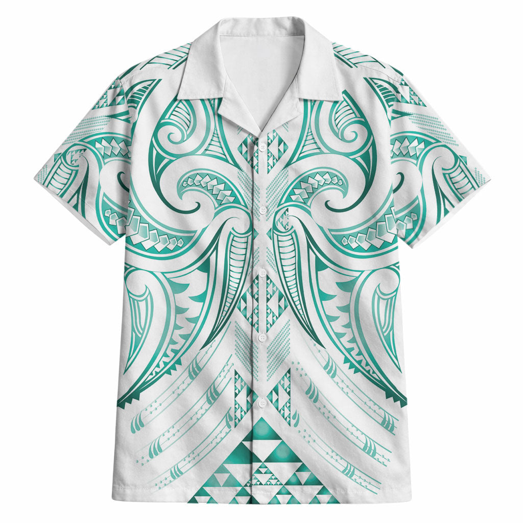 Maori Rugby Custom Ngaru Mangopare Hawaiian Shirt Karikiorangi Taniwha Motif LT9 Turquoise - Polynesian Pride
