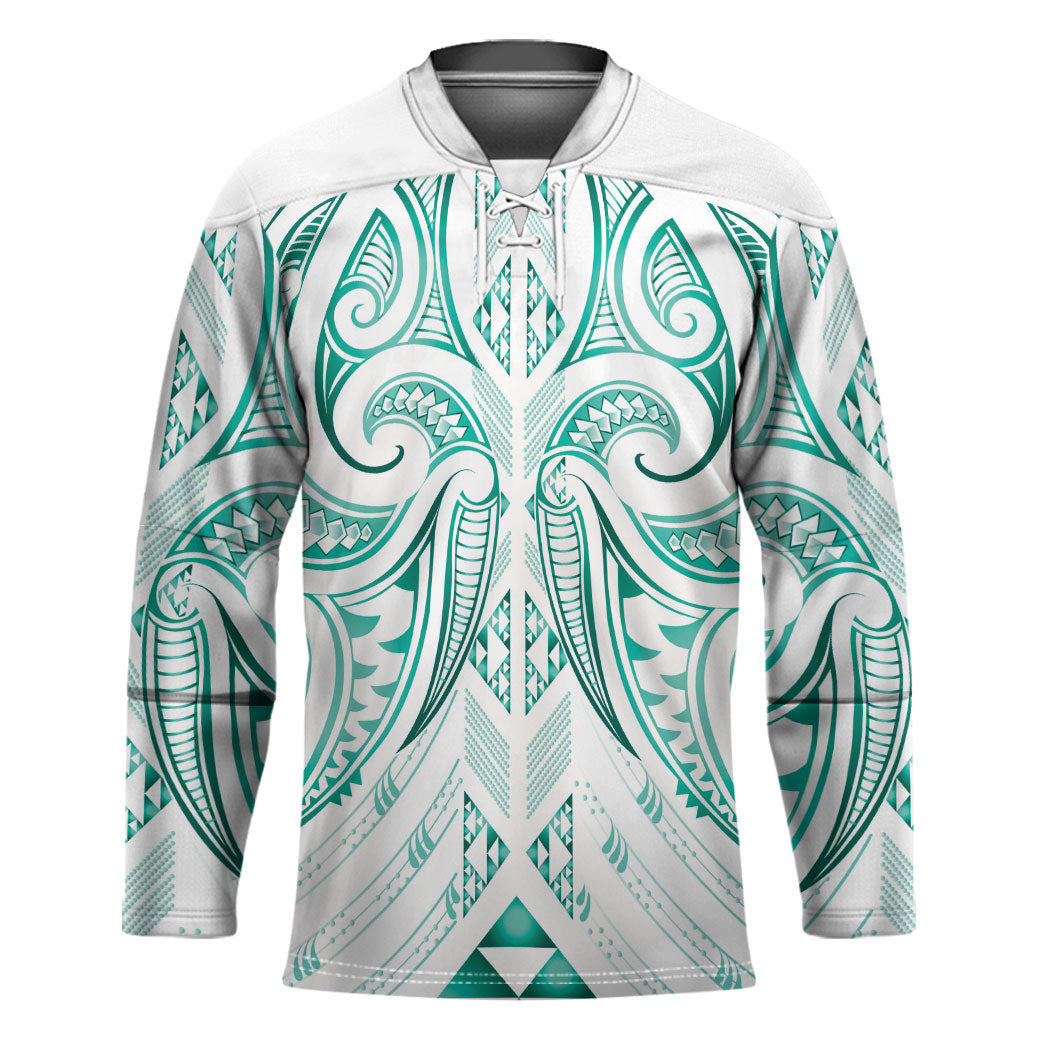 Maori Rugby Custom Ngaru Mangopare Hockey Jersey Karikiorangi Taniwha Motif LT9 Unisex Turquoise - Polynesian Pride