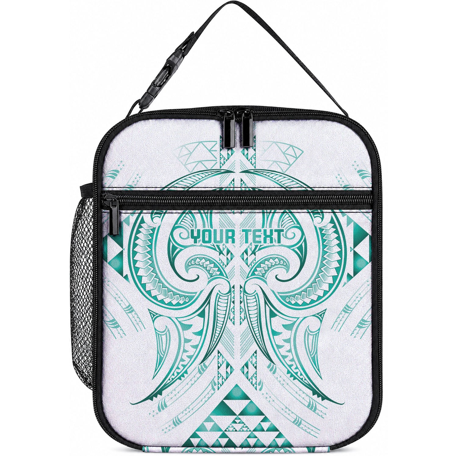 Maori Rugby Custom Ngaru Mangopare Lunch Bag Karikiorangi Taniwha Motif LT9 10.2 × 8.3 × 4.3 inch Turquoise - Polynesian Pride