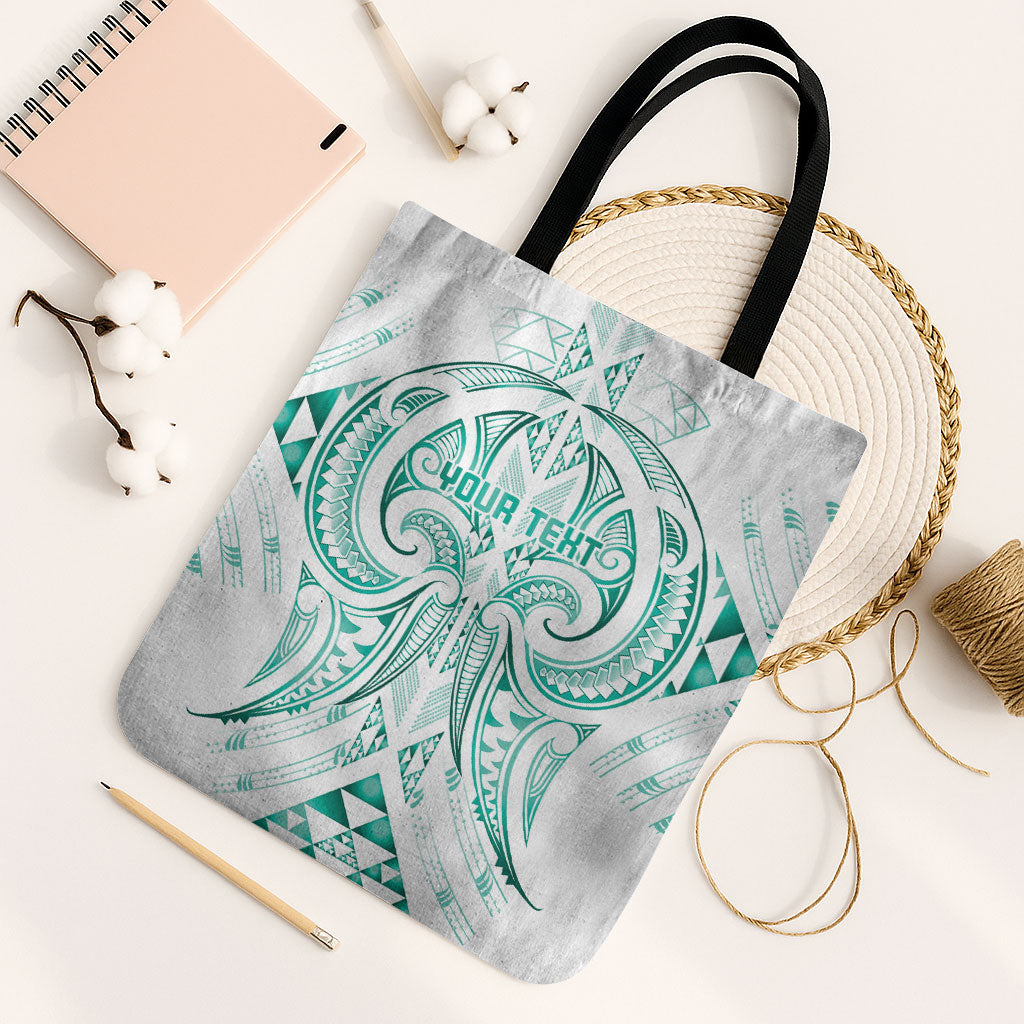 Maori Rugby Custom Ngaru Mangopare Tote Bag Karikiorangi Taniwha Motif LT9 Black Strap One Size Turquoise - Polynesian Pride