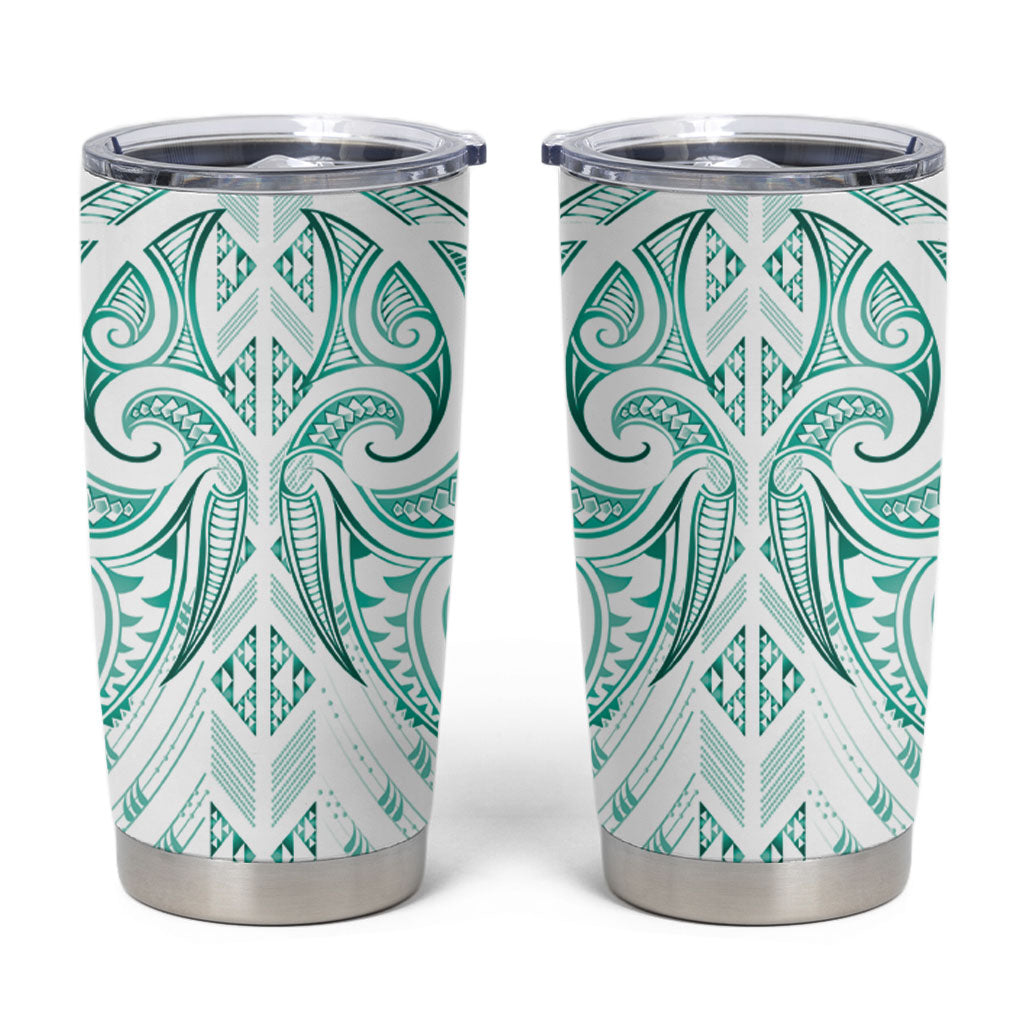 Maori Rugby Custom Ngaru Mangopare Tumbler Cup Karikiorangi Taniwha Motif LT9 Turquoise - Polynesian Pride