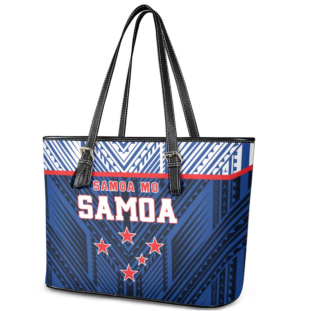 Rugby Toa Samoa Leather Tote Bag Samoa mo Samoa Island Warrior Pride - Polynesian Pride