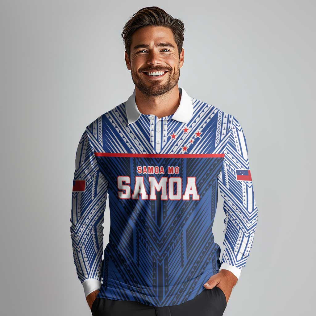 Custom Rugby Toa Samoa Long Sleeve Polo Shirt Samoa mo Samoa Island Warrior Pride - Polynesian Pride
