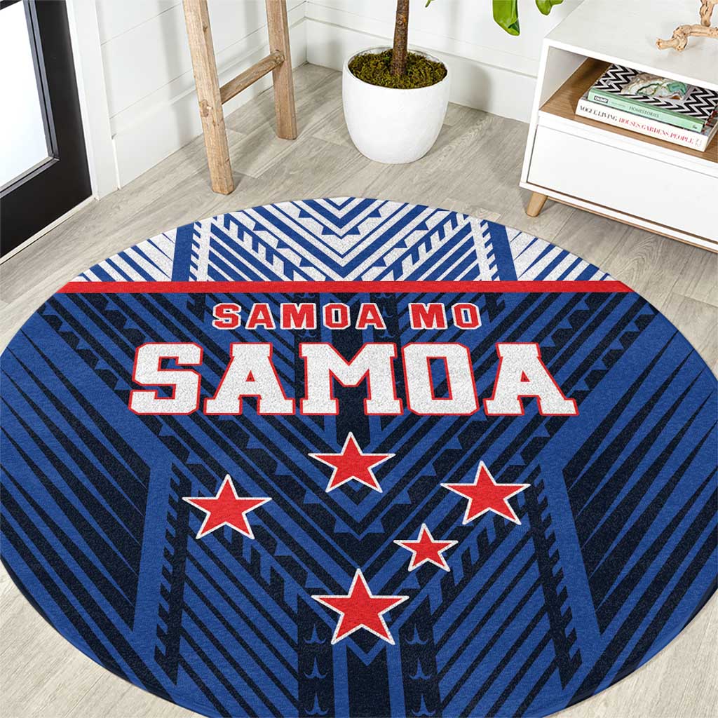 Rugby Toa Samoa Round Carpet Samoa mo Samoa Island Warrior Pride - Polynesian Pride
