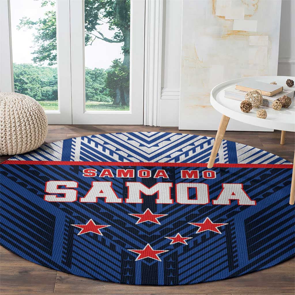 Rugby Toa Samoa Round Carpet Samoa mo Samoa Island Warrior Pride - Polynesian Pride