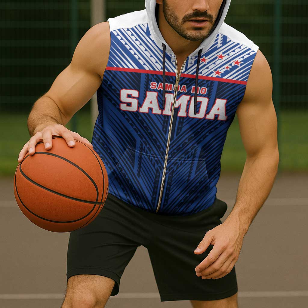 Custom Rugby Toa Samoa Sleeveless Zip Hoodie Samoa mo Samoa Island Warrior Pride - Polynesian Pride