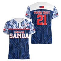 Custom Rugby Toa Samoa Women V-Neck T-Shirt Samoa mo Samoa Island Warrior Pride - Polynesian Pride