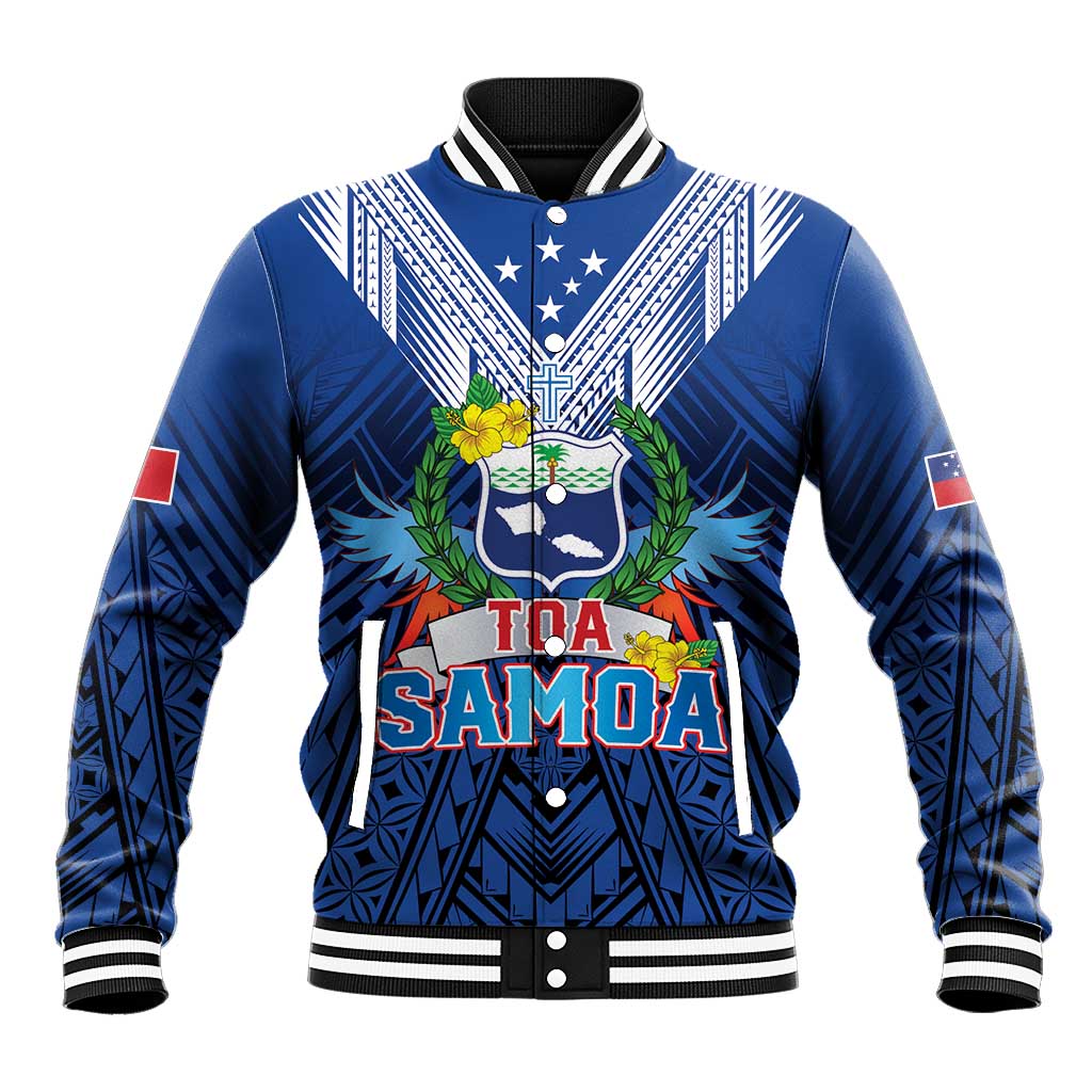 Custom Rugby Toa Samoa Baseball Jacket Samoa mo Samoa Strength in Tatau - Polynesian Pride
